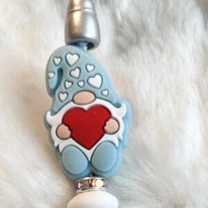 Hand Beaded Pen ~ Gnomes ~ Blue, white and Silver